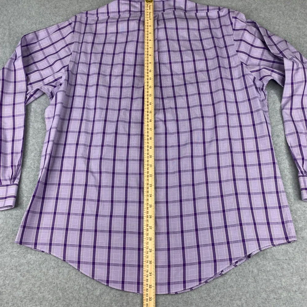 Brooks Brothers Button Down Shirt Mens XL Purple Plaid Slim Fit Non Iron Cotton